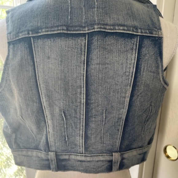 Chocolate USA | Y2K Distressed Blue Wash Denim Crop Vest Copper Zippers, Size S - Picture 7 of 10